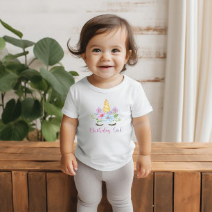 Camiseta De Bebé 1.ᵉʳ unicornio mágico floral