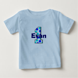 Camiseta De Bebé 1 Blue Polka Dots Birthday Boy Shirt