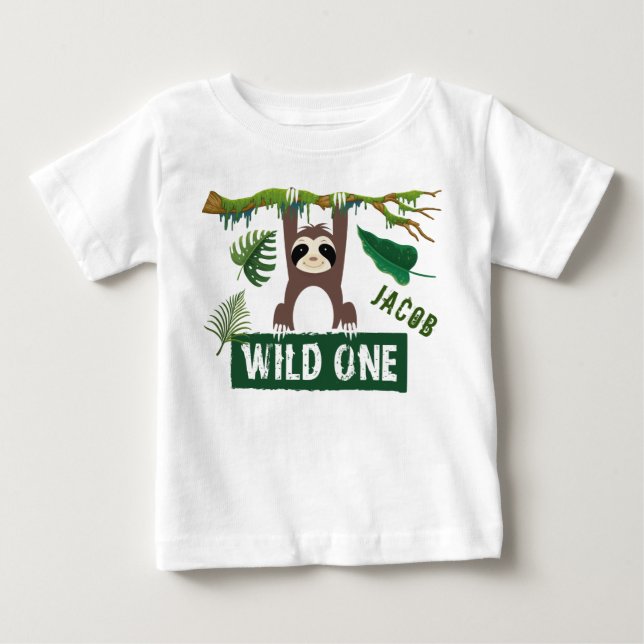 Camiseta De Bebé 1er cumpleaños de Wild One Sloth (Anverso)