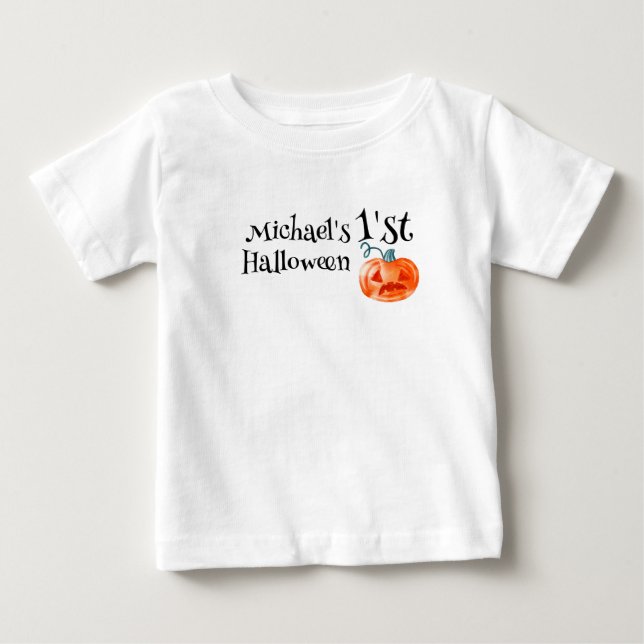 Camiseta De Bebé 1er Halloween Calabaza Personalizado Niño (Anverso)