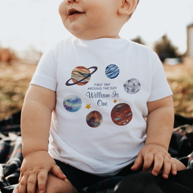 Camiseta De Bebé 1er Viaje Cumpleaños Personalizado Espacio Exterio (Subido por el creador)
