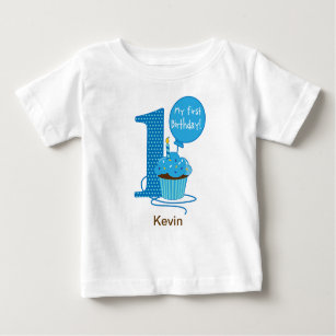 Camiseta De Bebé 1r Azul de la magdalena del cumpleaños
