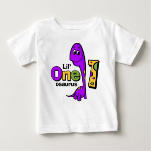 Camiseta De Bebé 1r cumpleaños del dinosaurio púrpura