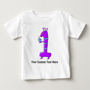Camiseta De Bebé 1r Cumpleaños. Dibujo animado en púrpura