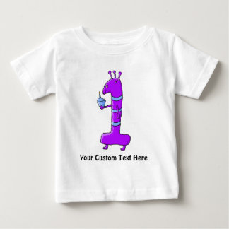 Camiseta De Bebé 1r Cumpleaños. Dibujo animado en púrpura