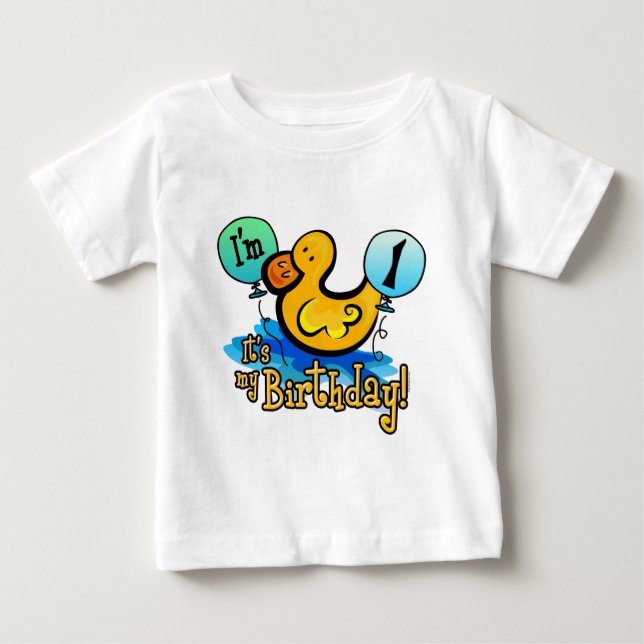 Camiseta De Bebé 1r cumpleaños Ducky (Anverso)