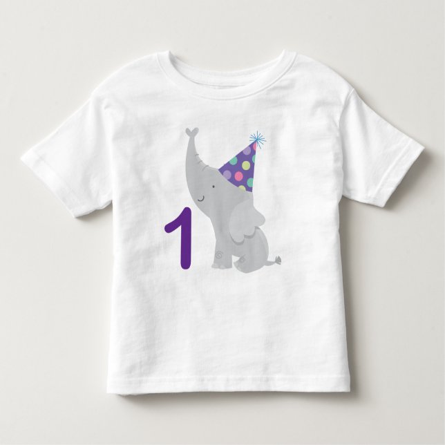 Camiseta De Bebé 1r Elefante del cumpleaños (Anverso)