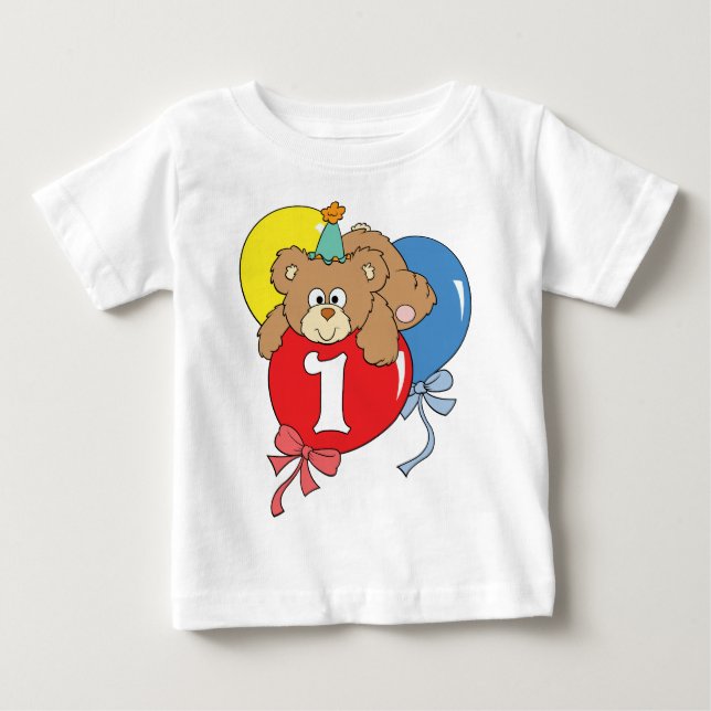 Camiseta De Bebé 1r Oso de peluche del cumpleaños (2) (Anverso)