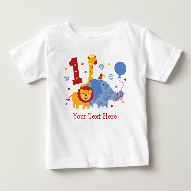Camiseta De Bebé 1r personalizado del cumpleaños del safari (Anverso)