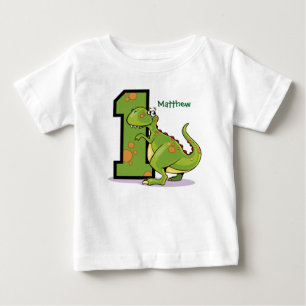 Camiseta De Bebé 1r Personalizado del dinosaurio del cumpleaños