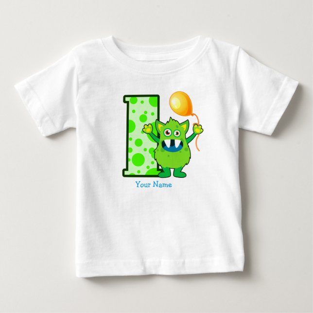 Camiseta De Bebé 1r Personalizado del monstruo del cumpleaños (Anverso)