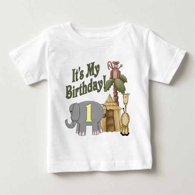 Camiseta De Bebé 1r Safari del cumpleaños (Anverso)