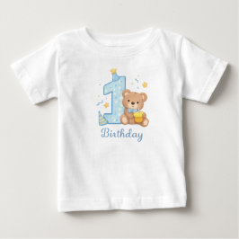 Camiseta De Bebé 1st Birthday Bear Toddler T-Shirt – Cute Blue Bear