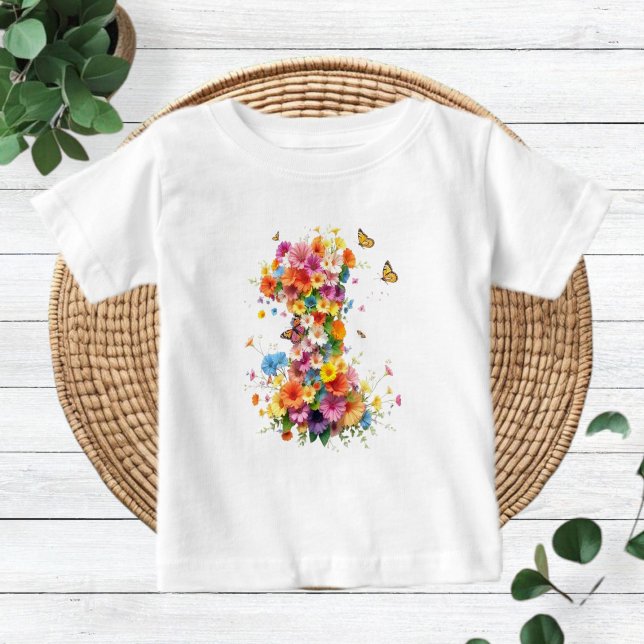 Camiseta De Bebé 1st Birthday Floral Boho Baby Shirt - Modern Kids (Subido por el creador)