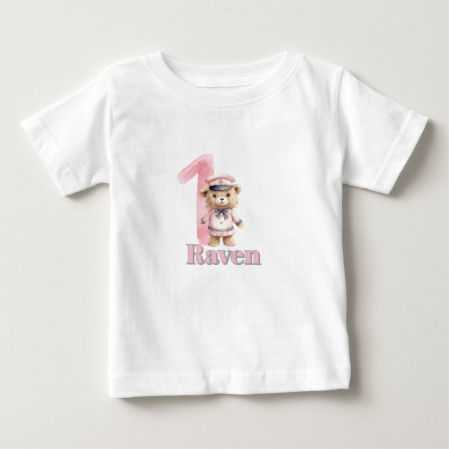 Camiseta De Bebé 1ST Birthday Sailor Bear! (Anverso)