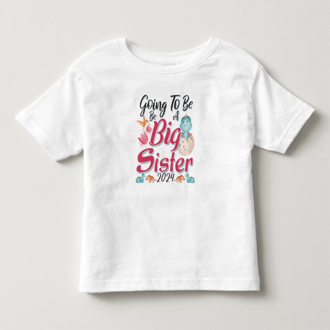 Camiseta De Bebé 2024 Será una gran hermana - Dinosaurio (Anverso)