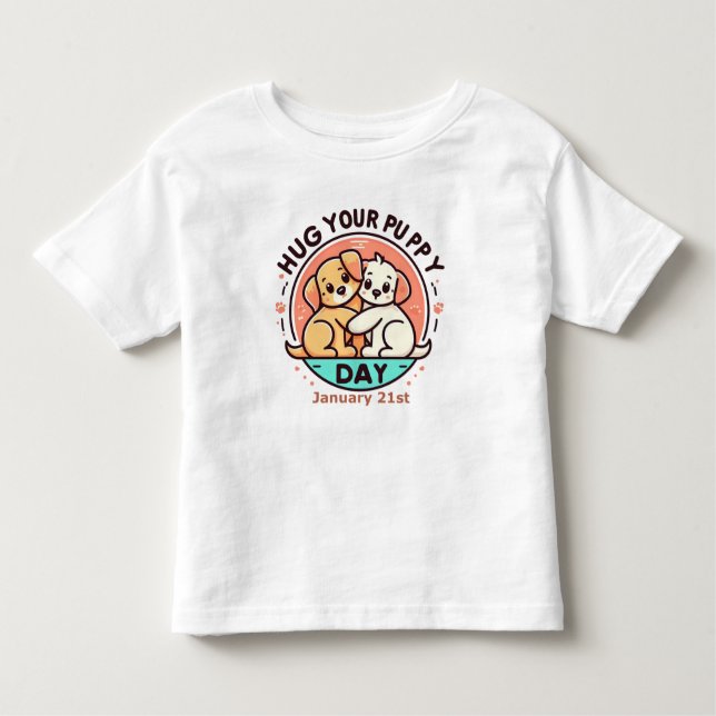 Camiseta De Bebé 21 ene. - Abraza tu Día De Cachorro (Anverso)