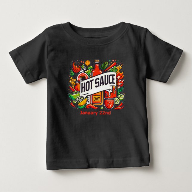 Camiseta De Bebé 22 ene. - Día de la Salsa Caliente (Anverso)