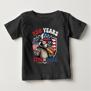 Camiseta De Bebé 250 años 1776 2026 mapache patriótico EEUU indepen