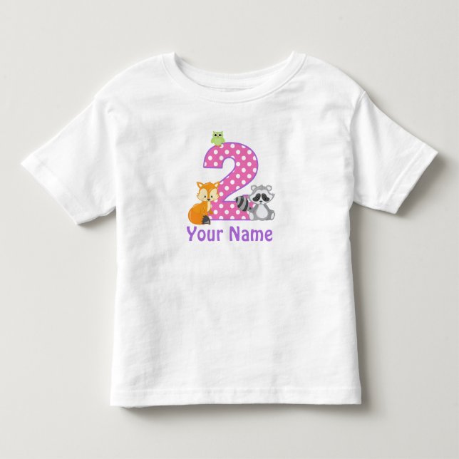 Camiseta De Bebé 2.ª Chica de cumpleaños Animal de Woodland persona (Anverso)