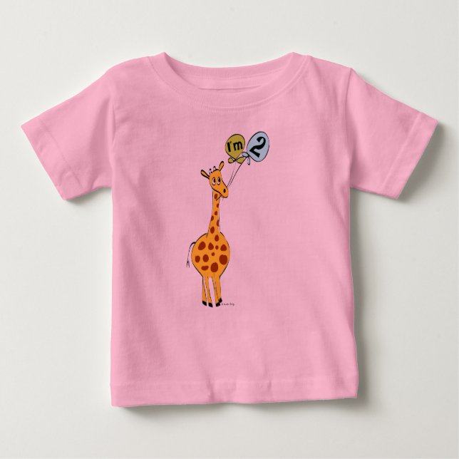Camiseta De Bebé 2.ª jirafa de cumpleaños con globos (Anverso)