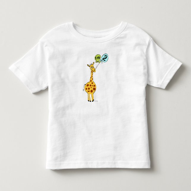 Camiseta De Bebé 2.ª jirafa de cumpleaños con globos (Anverso)
