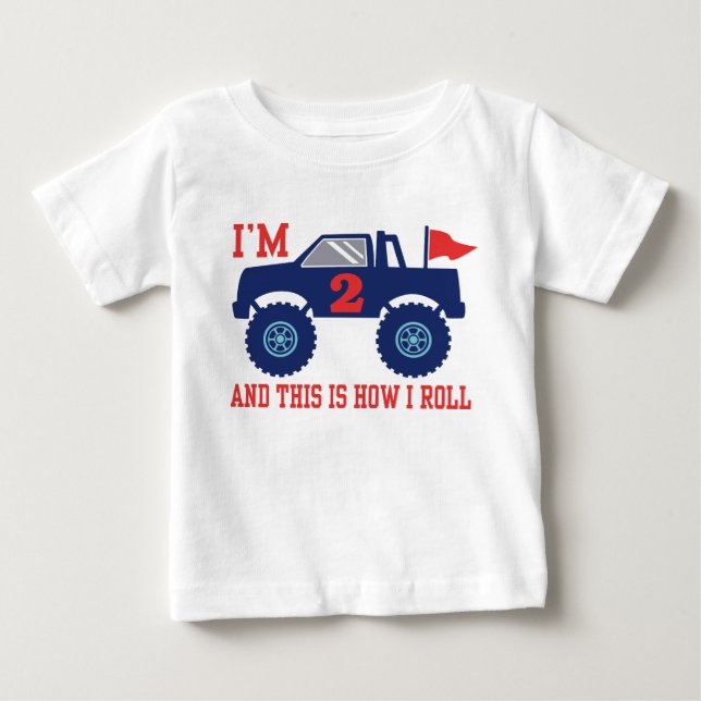 Camiseta De Bebé 2.º Camión Monstruo de Cumpleaños (Anverso)