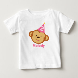 Camiseta De Bebé 2.º Chica de mono de cumpleaños con nombre persona