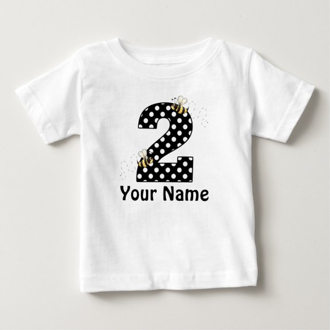 Camiseta De Bebé 2.º cumpleaños de Chicas de abejas personalizadas (Anverso)