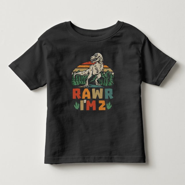 Camiseta De Bebé 2.º cumpleaños Dinosaurio T Rex Rawr tengo 2 años  (Anverso)