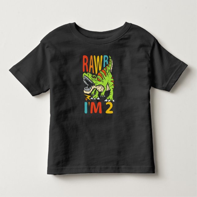 Camiseta De Bebé 2.º cumpleaños Dinosaurio T Rex Rawr tengo 2 años  (Anverso)