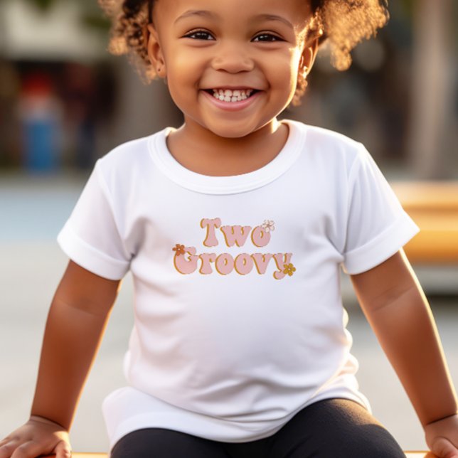 Camiseta De Bebé 2.º Cumpleaños Dos Flores Groovy Retro (Subido por el creador)