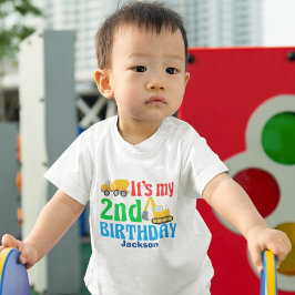 Camiseta De Bebé 2.º Cumpleaños Fiesta de Vehículos de Construcción