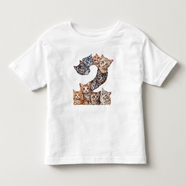 Camiseta De Bebé 2.º Cumpleaños Gatitos Temáticos Niños De 2 Años (Anverso)