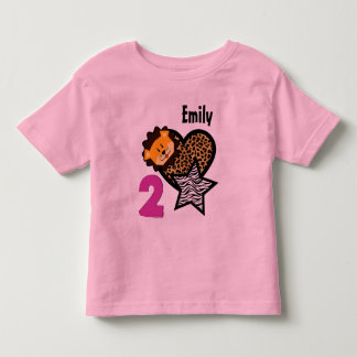 Camiseta De Bebé 2.º cumpleaños Giraffe León de cebra cardíaca de 2
