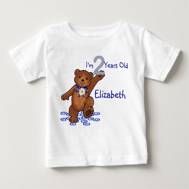 Camiseta De Bebé 2.º cumpleaños Teddy Bear para Chica (Anverso)