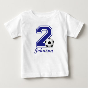 Camiseta De Bebé 2.º fútbol de niños de cumpleaños, personalizado e