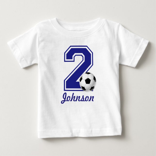 Camiseta De Bebé 2.º fútbol de niños de cumpleaños, personalizado e (Anverso)