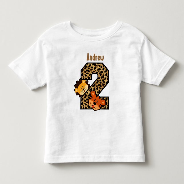 Camiseta De Bebé 2.º león de leopardo león de león de cumpleaños de (Anverso)