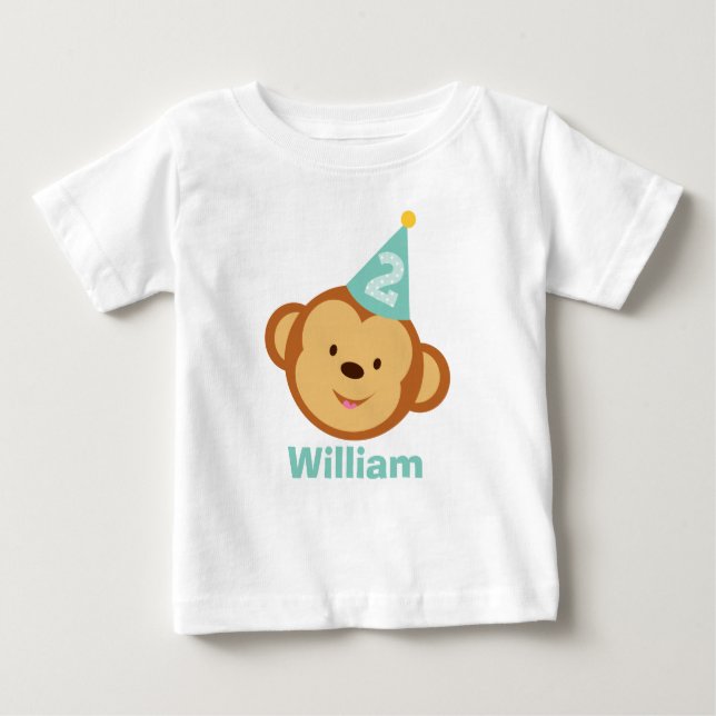 Camiseta De Bebé 2.º mono de cumpleaños con nombre personalizado (Anverso)