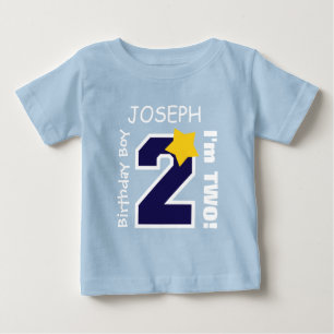 Camiseta De Bebé 2.º Nacimiento AZUL Nombre personalizado A01A de u