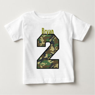 Camiseta De Bebé 2.º Nacimiento Camo Nombre personalizado de dos añ