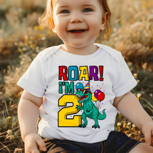Camiseta De Bebé 2.º rugido de dinosaurios de cumpleaños