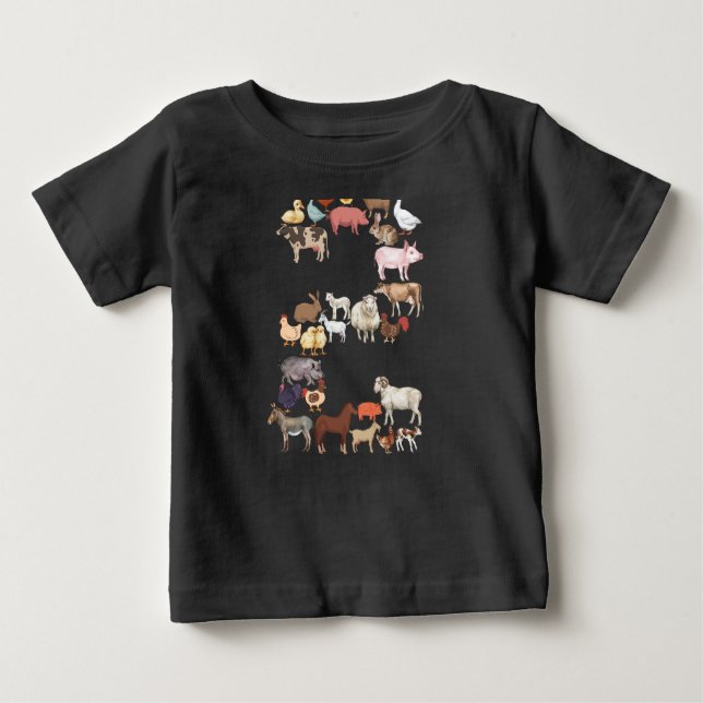 Camiseta De Bebé 2.º tema de los animales de granja de cumpleaños (Anverso)