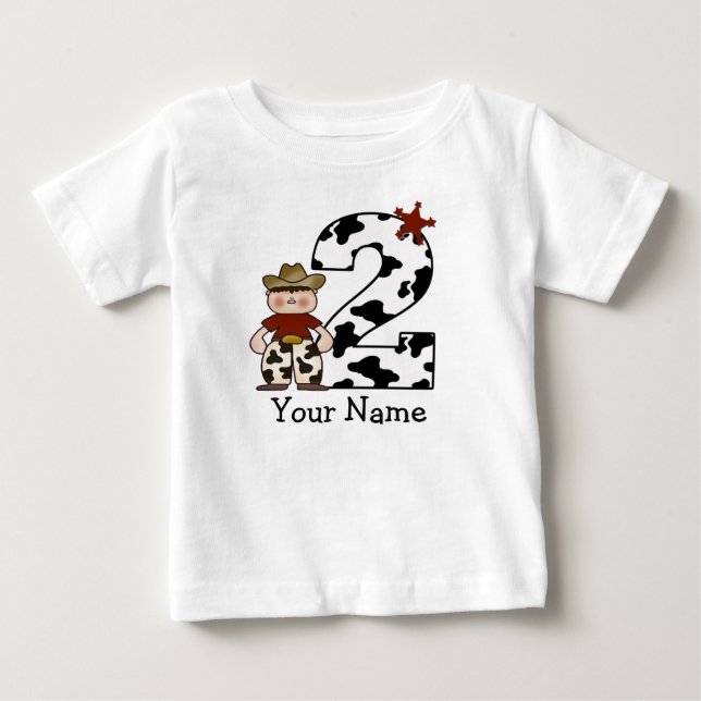 Camiseta De Bebé 2.º Vaquero de Cumpleaños (Anverso)