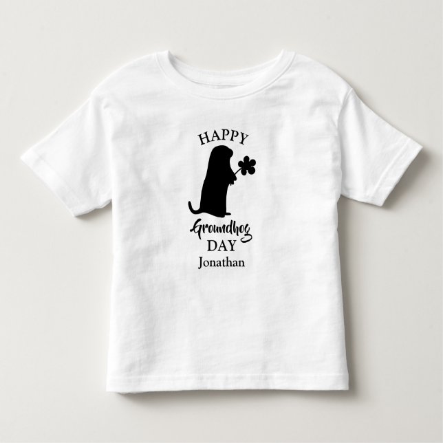 Camiseta De Bebé 2 de febrero | Nombre personalizado del Feliz Día  (Anverso)