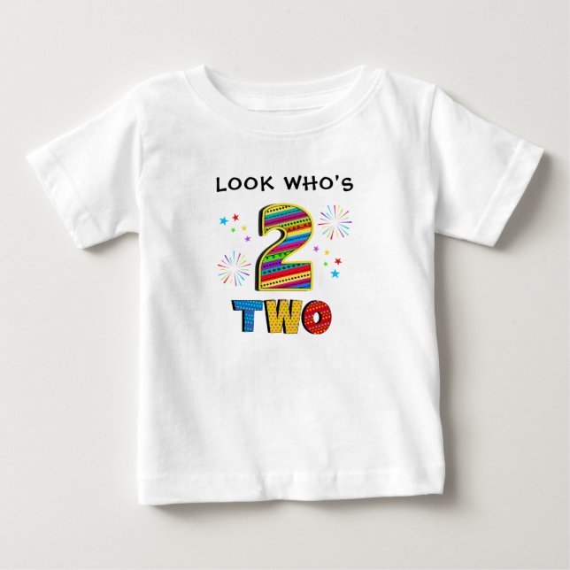 Camiseta De Bebé 2 Dos Segundo Cumpleaños Divertido Fuegos Artifici (Anverso)
