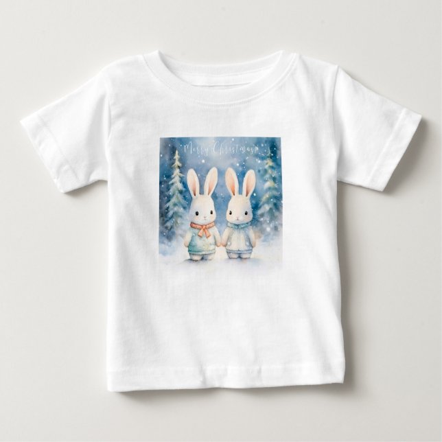 Camiseta De Bebé 2 lapins de Noël (Anverso)