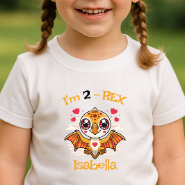 Camiseta De Bebé 2-Rex Birthday Shirt – Custom Name Gift