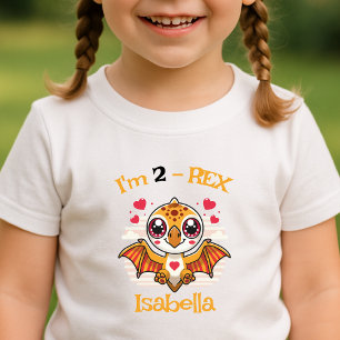 Camiseta De Bebé 2-Rex Birthday Shirt – Custom Name Gift
